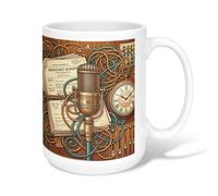 Tasse à café en céramique avec microphone, style vintage, avec poignée, idéale pour l'amitié, la famille, les collègues, les enseignants, le personnel amour, 445 ml
