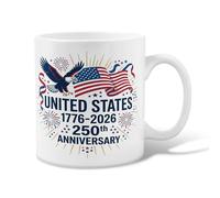 Tasse à café en céramique avec motif aigle, drapeau patriotique, feux d'artifice, anniversaire de mariage, tasse fantaisie rouge avec poignée, idéale pour l'amitié, la famille, les collègues, le