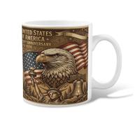 Tasse à café en céramique avec motif aigle, drapeau vintage patriotique, statue de la liberté, anniversaire de mariage, tasse à chocolat chaud avec poignée, idéale pour les amis, la famille, les