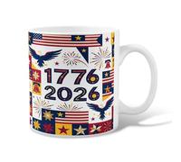 Tasse à café en céramique avec motif aigle, étoiles festives, drapeaux de l'indépendance, tasse à chocolat chaud rouge fantaisie avec poignée, idéale pour l'amitié, la famille, les collègues, le