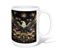 Tasse à café en céramique avec motif aigle, feux d'artifice traditionnels, étoiles indépendance, tasse à thé avec poignée, idéale pour les amis, la famille, les amoureux, les personnes âgées, les