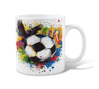Tasse à café en céramique avec motif ballon de football, aigle dynamique sportif, éclaboussures de couleur noire, tasse à thé fantaisie avec poignée, idéale pour les amis, la famille, les collègues