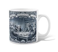 Tasse à café en céramique avec motif chat - Bibliothèque historique - Bleu - Avec poignée - Idéal pour les amis, la famille, les amoureux, les personnes âgées, les collègues seniors - 325 ml