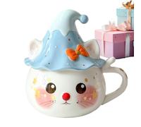 Tasse à café en céramique avec motif chat mignon réutilisable et | Chapeau de sorcière d'Halloween pour la maison, la cuisine, le pique-nique, la randonnée, le camping, les voyages | Halloween