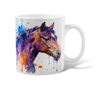 Tasse à café en céramique avec motif cheval et éclaboussures d'aquarelle, avec poignée, idéale pour l'amitié, la famille, les collègues, les enseignants, le personnel amour, 325 ml