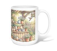 Tasse à café en céramique avec motif colibri, pot de fleurs rustique avec poignée, idéal pour l'amitié, la famille, les collègues, les professeurs, 445 ml