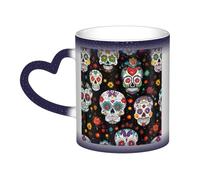 Tasse à café en céramique avec motif crânes changeant de couleur pour la maison, le bureau, le café