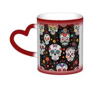 Tasse à café en céramique avec motif crânes changeant de couleur pour la maison, le bureau, le café