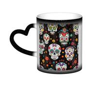 Tasse à café en céramique avec motif crânes changeant de couleur pour la maison, le bureau, le café