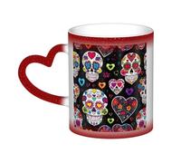 Tasse à café en céramique avec motif crânes en sucre changeant de couleur, pour la maison, le bureau, le café