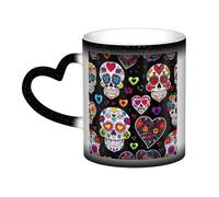 Tasse à café en céramique avec motif crânes en sucre changeant de couleur, pour la maison, le bureau, le café