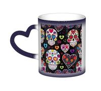 Tasse à café en céramique avec motif crânes en sucre changeant de couleur, pour la maison, le bureau, le café