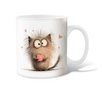 Tasse à café en céramique avec motif de chat, jolis cœurs ludiques, cadeau de Saint-Valentin, tasse à chocolat chaud avec poignée, cadeau pour amitié, famille, collègue, enseignant, personnel chéri