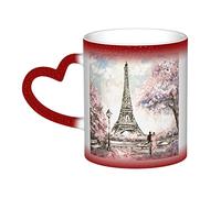 Tasse à café en céramique avec motif de Paris Street et Tour Eiffel - Motif floral - Changement de couleur - Pour café, thé ou bricolage