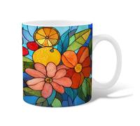 Tasse à café en céramique avec motif floral, orange tropical, citron, orange, bleu d'été, tasse à thé fantaisie avec poignée, cadeau pour amis, famille, amoureux, personnes âgées, collègues de travail