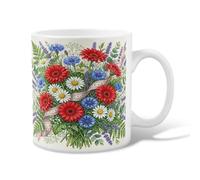 Tasse à café en céramique avec motif floral, ruban coloré chrysanthème printanier, tasse à chocolat chaud avec poignée, idéale pour l'amitié, la famille, les collègues, les professeurs, 325 ml