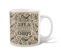 Tasse à café en céramique avec motif oiseaux, fleurs vintage, feuilles, printemps, beige, tasse à thé fantaisie avec poignée, idéale pour l'amitié, la famille, les collègues, les enseignants, le