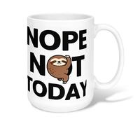 Tasse à café en céramique avec motif paresseux - Texte ludique - Smile Everyday - Marron - Avec poignée - Idéal pour l'amitié, la famille, les collègues, les professeurs - 445 ml