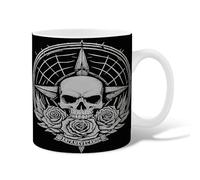 Tasse à café en céramique avec motif tête de mort, roses sombres gothiques et pointes N/A Noir fantaisie avec poignée Cadeau pour amis, famille, collègues, enseignants, couples, employés 325 ml