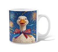 Tasse à café en céramique avec poignée en forme d'oie avec nœud papillon - Bleu - 325 ml