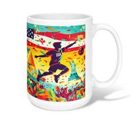 Tasse à café en céramique avec poignée - Motif statue de la liberté des États-Unis - Rouge - Idéal pour les amis, la famille, les collègues, les personnes âgées, les personnes âgées - 445 ml