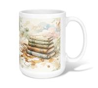 Tasse à café en céramique avec poignée, style vintage, motif papillon, printemps, pastel, idéal pour l'amitié, la famille, les collègues, les enseignants, le personnel amour, 445 ml
