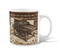 Tasse à café en céramique avec presse à imprimer, catalogue de graines rustiques, illustrations botaniques, marron automne, tasse fantaisie avec poignée, idéale pour la famille, les collègues, les