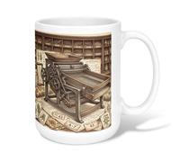 Tasse à café en céramique avec presse à imprimer, catalogue de graines rustiques, illustrations botaniques, marron automne, tasse à boire fantaisie avec poignée, idéale pour la famille, les collègues