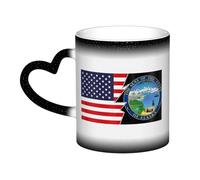 Tasse à café en céramique avec sceau de l'État de l'Alaska et de l'Amérique, tasse à changement de couleur sensible à la chaleur, tasse isolée, tasses de voyage uniques et fantaisie, tasses pour la ma