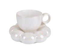 Tasse à café en céramique avec soucoupe - Design mignon et créatif, comprend un dessous de verre tournesol, 200 ml pour latte, thé et lait, idéal pour le bureau et la maison
