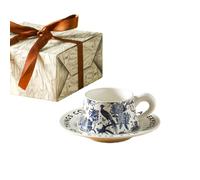 Tasse à café en céramique avec soucoupe, mignon chat 3D à l'intérieur tasse avec poignée et cuillère, figurine d'animal tasses à thé pour bar, maison, bureau (Cyan bird, 1pcs)