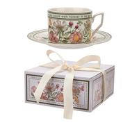 Tasse à café en céramique avec soucoupes, tasse à fleurs 240 ml | Ensemble de tasses et soucoupes, tasse à café avec motif mignon et créatif pour jus de fruits
