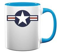 Tasse à café en céramique avec symbole de l'armée de l'air des États-Unis d'Amérique Bleu clair