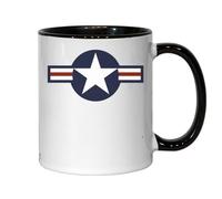 Tasse à café en céramique avec symbole de l'armée de l'air des États-Unis d'Amérique Noir