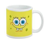 Tasse à café en céramique avec visage souriant de Bob l'éponge - Cadeau fantaisie pour café, thé et boissons chaudes - 325 ml - Blanc