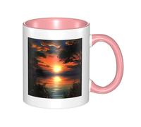 Tasse à café en céramique bicolore avec peinture coucher de soleil 330 ml - Tasse à thé classique, tasse cadeau, passe au micro-ondes, au bureau et à la maison