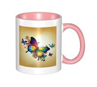 Tasse à café en céramique bicolore Color Butterfly 330 ml - Tasse à thé classique, tasse cadeau, passe au micro-ondes, pour le bureau et la maison