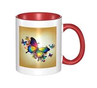 Tasse à café en céramique bicolore Color Butterfly 330 ml - Tasse à thé classique, tasse cadeau, passe au micro-ondes, pour le bureau et la maison