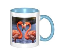 Tasse à café en céramique bicolore Flamingo Kiss 330 ml - Tasse à thé classique, tasse cadeau, passe au micro-ondes, au bureau et à la maison