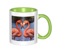 Tasse à café en céramique bicolore Flamingo Kiss 330 ml - Tasse à thé classique, tasse cadeau, passe au micro-ondes, au bureau et à la maison