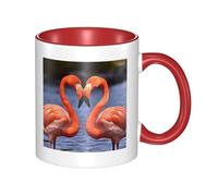 Tasse à café en céramique bicolore Flamingo Kiss 330 ml - Tasse à thé classique, tasse cadeau, passe au micro-ondes, au bureau et à la maison