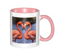 Tasse à café en céramique bicolore Flamingo Kiss 330 ml - Tasse à thé classique, tasse cadeau, passe au micro-ondes, au bureau et à la maison