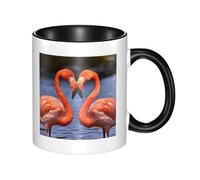 Tasse à café en céramique bicolore Flamingo Kiss 330 ml - Tasse à thé classique, tasse cadeau, passe au micro-ondes, au bureau et à la maison