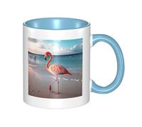 Tasse à café en céramique bicolore Flamingo On The Beach 330 ml - Tasse à thé classique, tasse cadeau, passe au micro-ondes, au bureau et à la maison