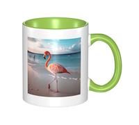 Tasse à café en céramique bicolore Flamingo On The Beach 330 ml - Tasse à thé classique, tasse cadeau, passe au micro-ondes, au bureau et à la maison