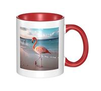 Tasse à café en céramique bicolore Flamingo On The Beach 330 ml - Tasse à thé classique, tasse cadeau, passe au micro-ondes, au bureau et à la maison