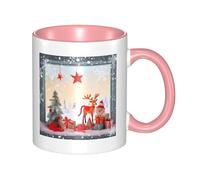Tasse à café en céramique bicolore Merry Christmas Pictures 330 ml - Tasse à thé classique, tasse cadeau, passe au micro-ondes, au bureau et à la maison