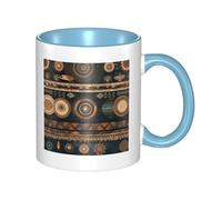 Tasse à café en céramique bicolore style bohème 330 ml - Tasse à thé classique, tasse cadeau, passe au micro-ondes, au bureau et à la maison