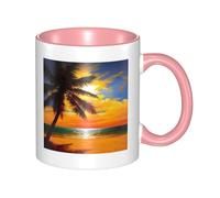 Tasse à café en céramique bicolore Sunset Palm 330 ml - Tasse à thé classique, tasse cadeau, passe au micro-ondes, au bureau et à la maison