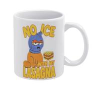 Tasse à café en céramique blanche de 325 ml avec motif de chat drôle de lasagne - Tasse à thé imprimée des deux côtés avec poignée ergonomique en C - Fond épais en porcelaine pour la maison, le bureau